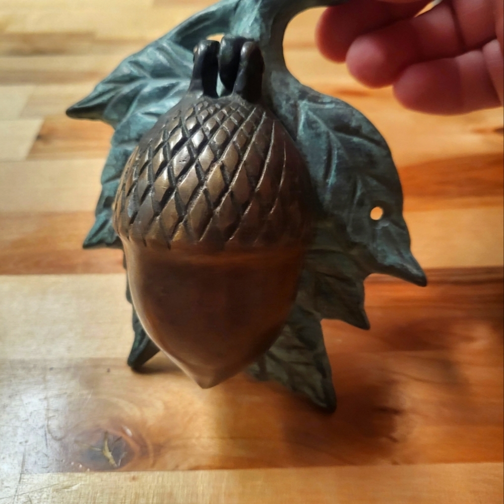 Acorn with leaf backing door knocker